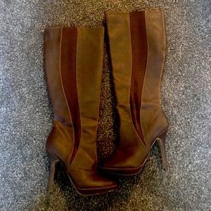 MICHAEL ANTONIO Leather High Heel Boots Brown Size 8